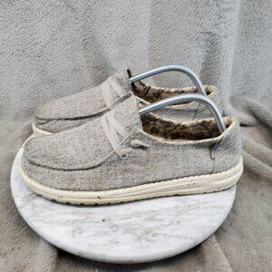 Hey Dude Shoes Womens Size 10 Iron Gray Canvas Wendy Linen Slip On *Read*
